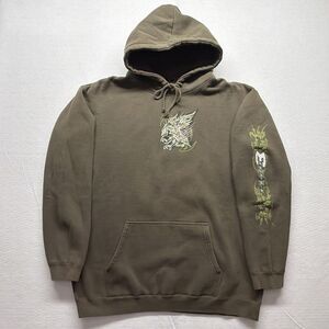 Vintage 2002 Top Heavy ROBO 3 Dragon Hoodie Y2K Tribal Graphic Mens Pullover - L